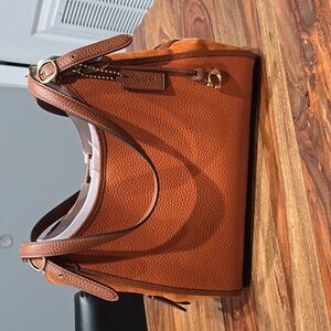 NWT Coach Lori Mixed Leather Shoulder Bag Brass/Canyon